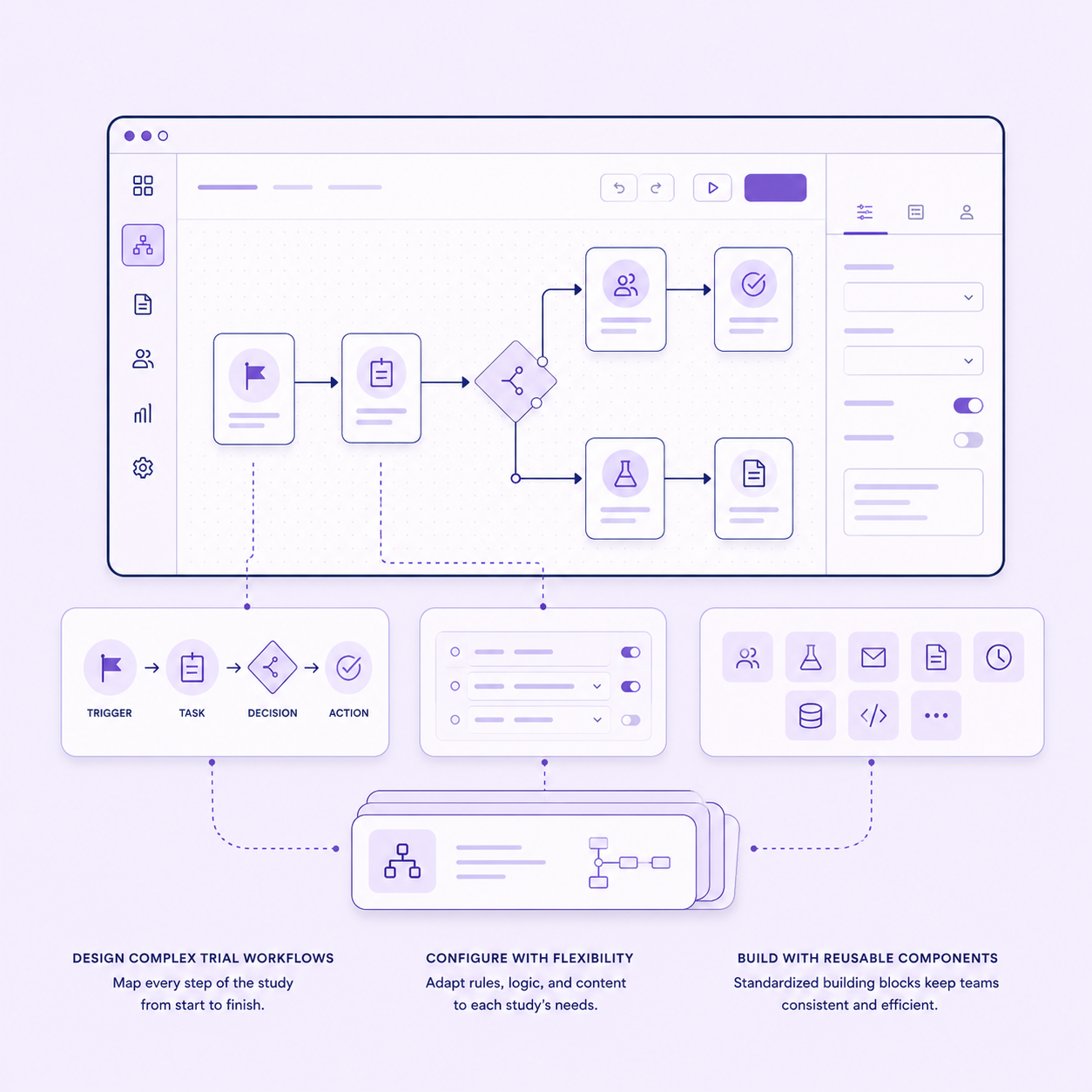 Desktop workflow builder illustration
